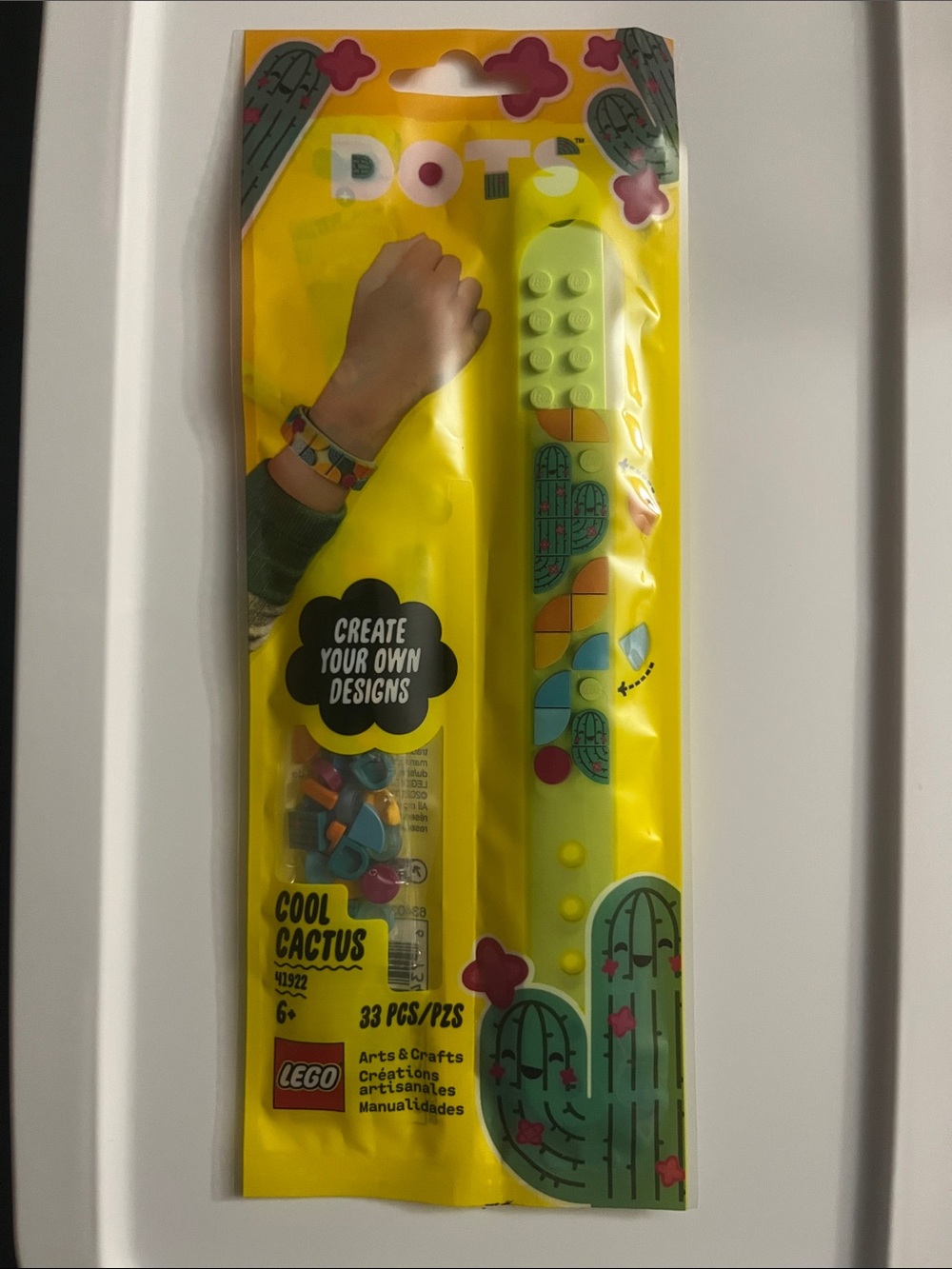 Lego DOTS Yellow Cool Cactus Bracelet Kit and extra bag of Dots.